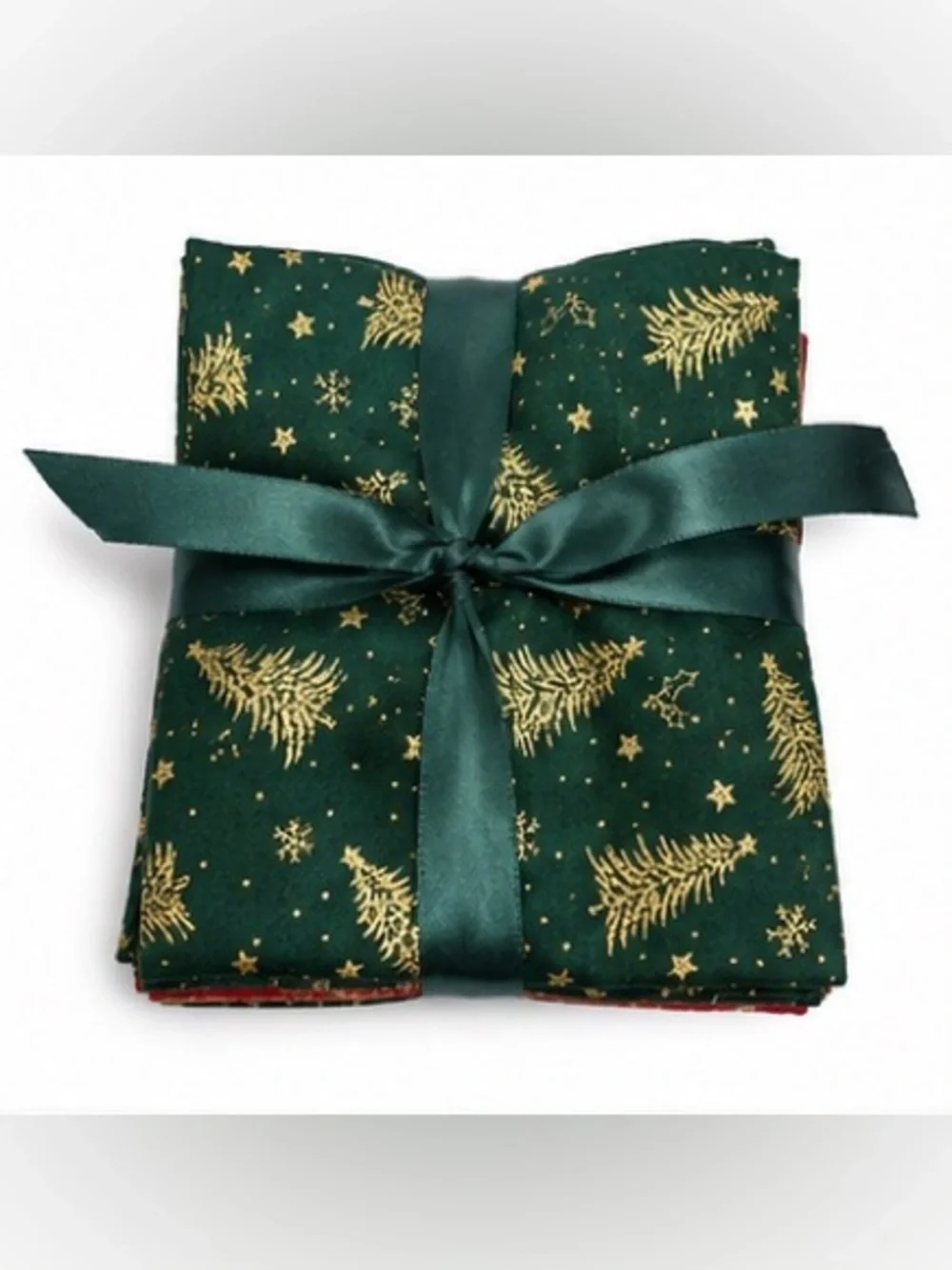 NEW Christmas Cotton Fabric Fat Quarter Bundle 7pc Gold Tree Quilt Craft